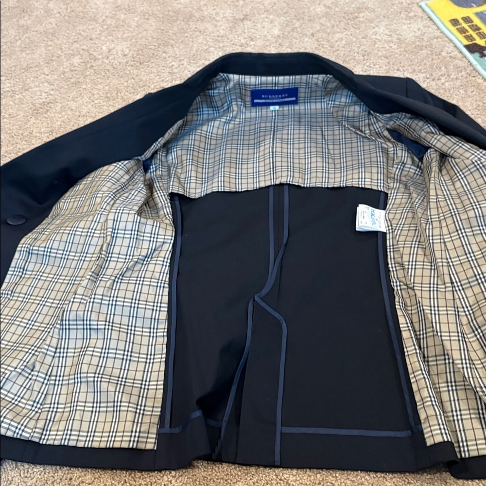 Burberry Blue Label Navy Double Breasted Blazer Gold Buttons Size 38 Lyocell - Picture 7 of 15